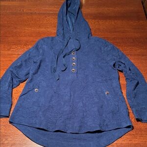 Soft Surroundings Deep Blue Hooded Top with Buttons